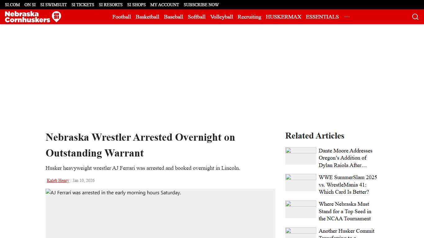 Nebraska Wrestler Arrested Overnight on Outstanding Warrant