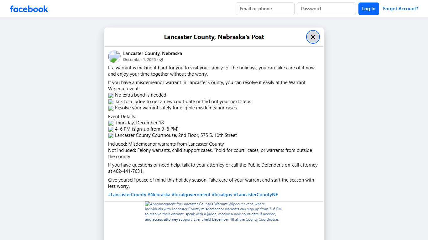 If a warrant is making it... - Lancaster County, Nebraska Facebook